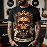 Vintage Riffs Sonic Legends Rock Skull Graphic T-Shirt
