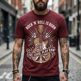 Rock 'N' Roll Is Born Vintage Guitar Skeleton Graphic Tee