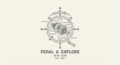 Pedal & Explore Compass Cycling Design - Adventure Navigation Graphic