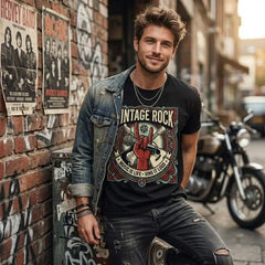 Vintage Rock Music is Life - Retro Hand Sign T-Shirt