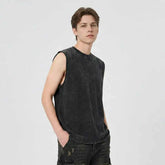 Vintage Washed Distressed Sleeveless Tee | 230g Heavyweight Cotton Muscle Tank