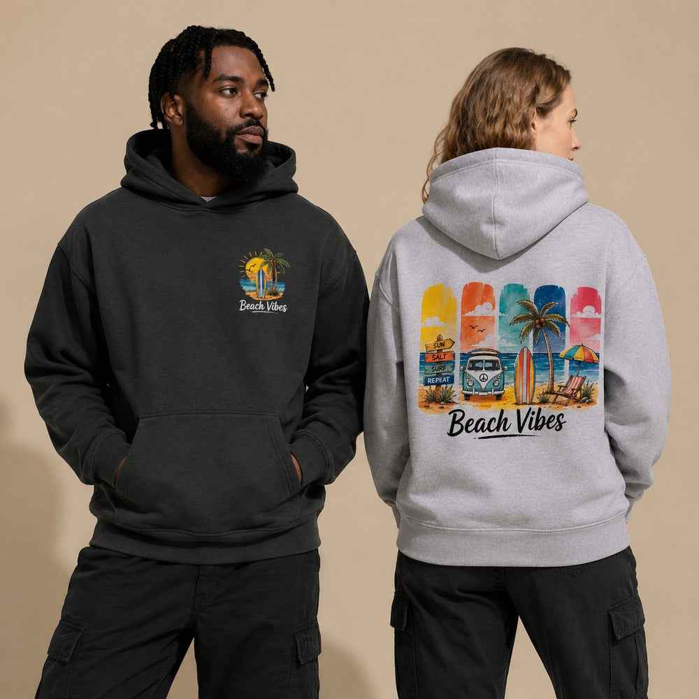 Beach Vibes Retro Surf Graphic Apparel Collection T-Shirts and Hoodies