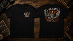 Live Loud Rock N Roll Biker Graphic T-Shirts and Hoodies