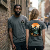 Campfire Mountain Adventure Retro Graphic Apparel Collection