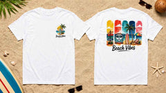 Beach Vibes Retro Surf Graphic Apparel Collection T-Shirts and Hoodies
