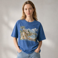 Mediterranean Villa Coastal Escape Vista Graphic Apparel Collection
