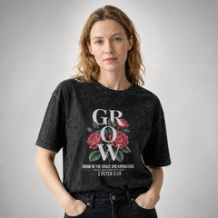 Grow Grace Floral Christian Roses Graphic Apparel Collection