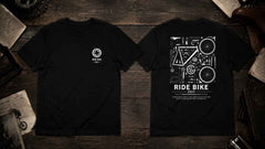 Ride Bike Vintage Mechanical Blueprint Graphic Apparel Collection (T-Shirts and Hoodies)