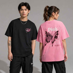 Pink Butterfly Y2K Cyber Grunge Graphic Apparel Collection (T-Shirts and Hoodies)