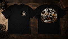 Ride More Worry Less Biker Duck Graphic Apparel Collection
