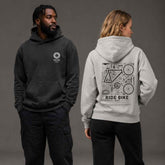 Ride Bike Vintage Mechanical Blueprint Graphic Apparel Collection (T-Shirts and Hoodies)