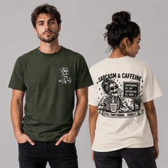 Sarcasm and Caffeine Skeleton Streetwear Graphic Tees and Hoodies