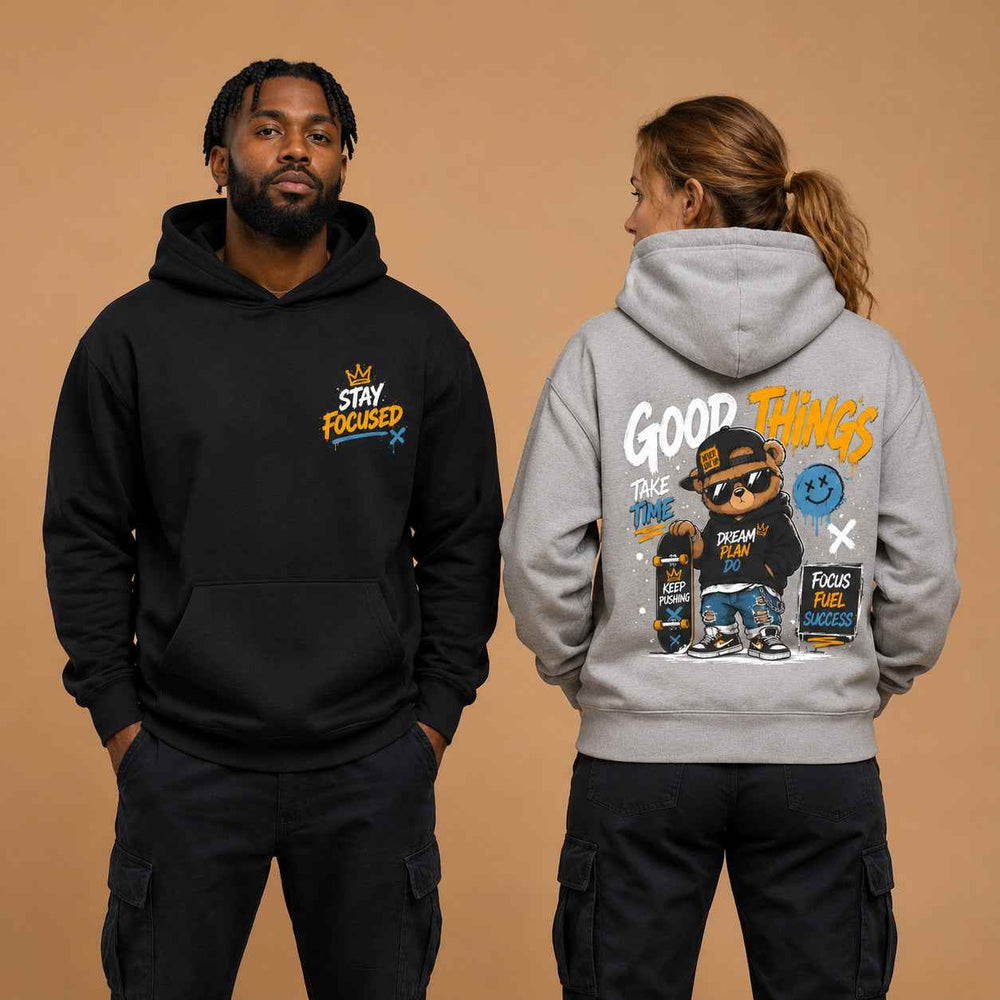 Teddy Bear Stay Focused Streetwear Graphic Apparel Collection