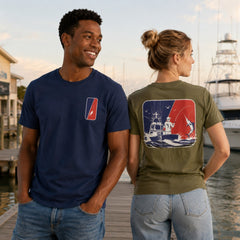 Marlin Sport Fishing Retro Coastal Graphic Apparel Collection