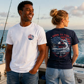 Patriotic Born To Fish Marlin Graphic Hoodies & T-Shirts