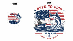 Patriotic Born To Fish Marlin Graphic Hoodies & T-Shirts
