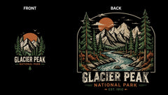 Glacier Peak National Park Retro Outdoor Graphic T-Shirts & Hoodies