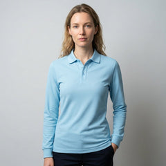 Premium Custom Long Sleeve Polo - Mercerized Cotton Pique Uniforms - MintiClothing