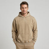 Sudadera con capucha vintage de algodón grueso deslavado con ácido | Sudadera retro desgastada