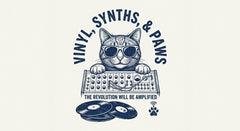 Synthwave Feline Vinyl & Paws Music Producer Graphic