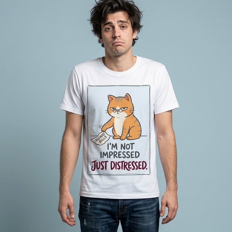 Just Distressed: Grumpy Orange Cat Billing Humor