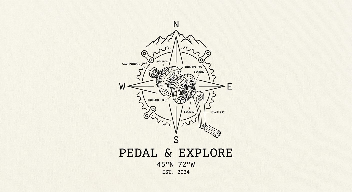 Pedal & Explore Compass Cycling Design - Adventure Navigation Graphic
