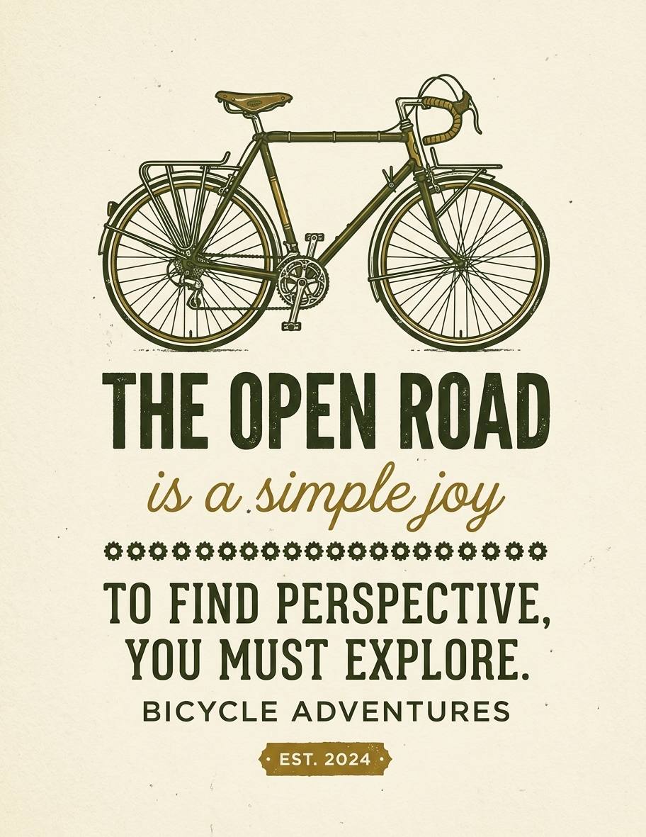 Open Road Explorer Adventure Cycling Graphic - Vintage Bicycle Touring Design