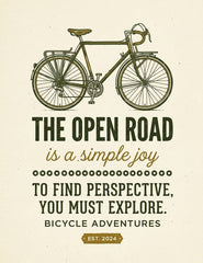 Open Road Explorer Adventure Cycling Graphic - Vintage Bicycle Touring Design