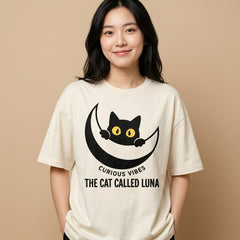 Celestial Luna Moonlit Curiosity Feline Graphic