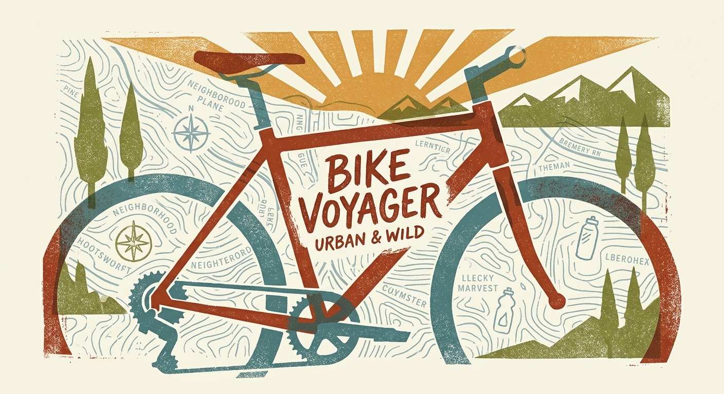 Bike Voyager Urban & Wild Cycling Graphic - Adventure Tee Design