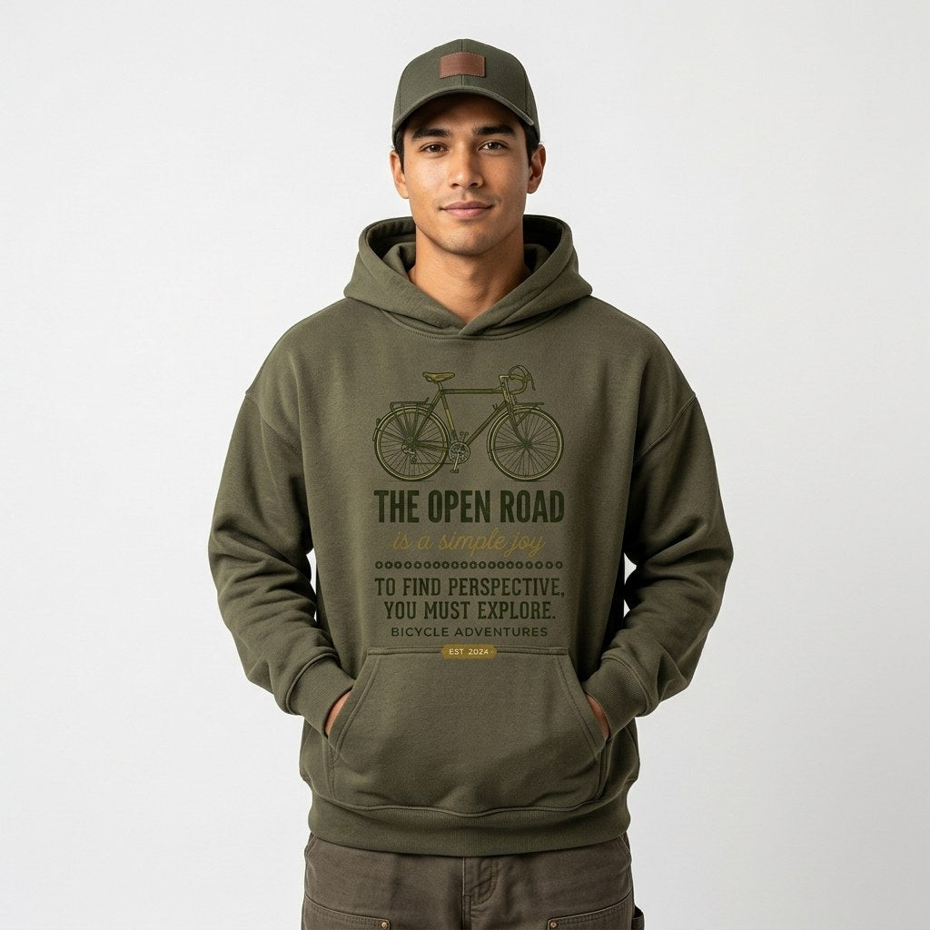 Open Road Explorer Adventure Cycling Graphic - Vintage Bicycle Touring Design