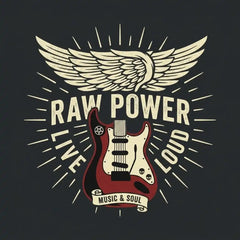 Raw Power Live Loud - Winged Electric Guitar T-Shirt