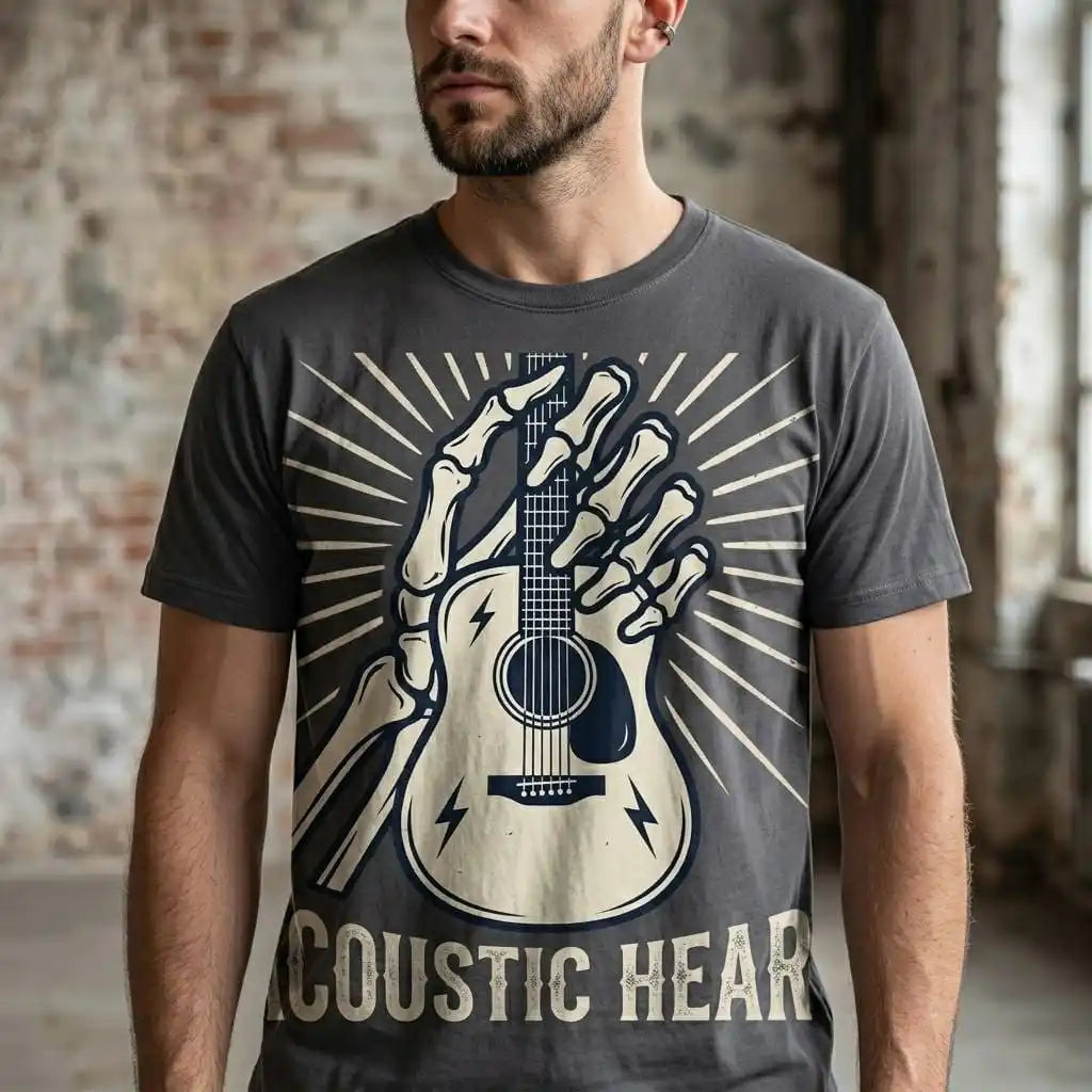 Electric Soul Acoustic Heart - Skeleton Guitar T-Shirt