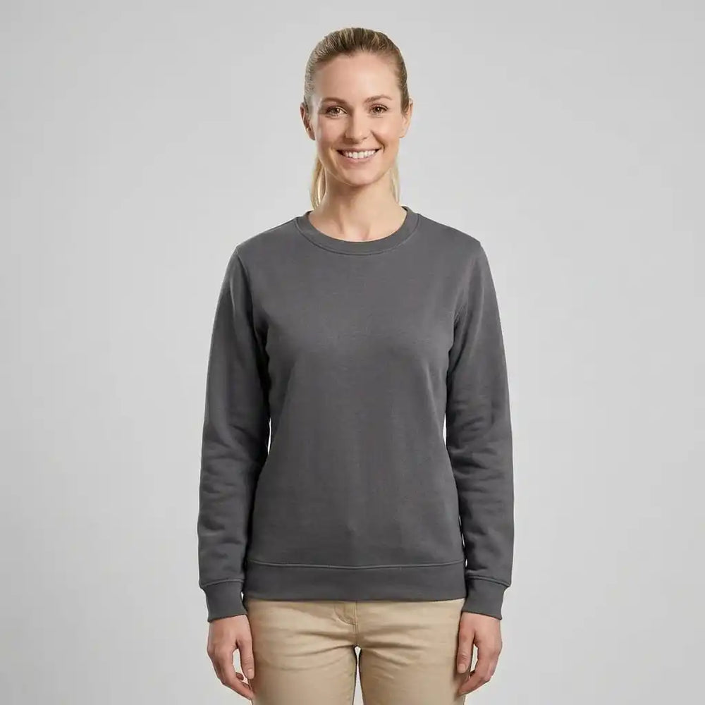 Model wearing Dark Grey crewneck