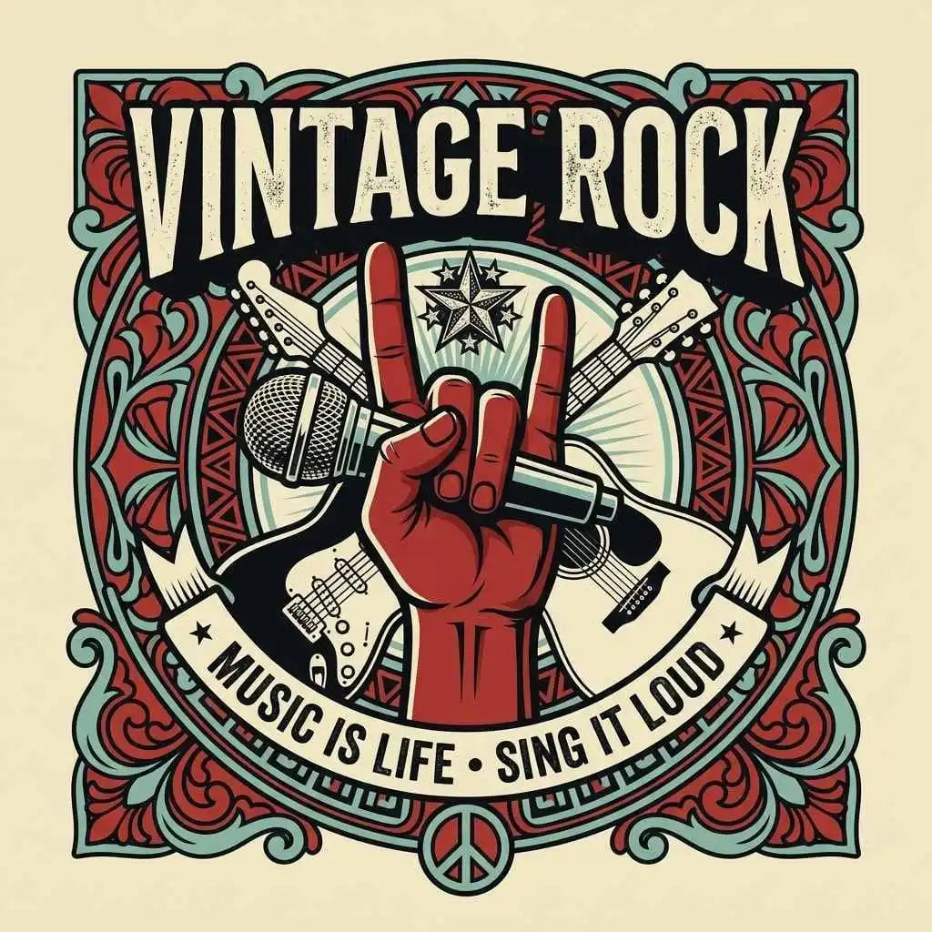 Vintage Rock Music is Life - Retro Hand Sign T-Shirt