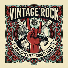 Vintage Rock Music is Life - Retro Hand Sign T-Shirt