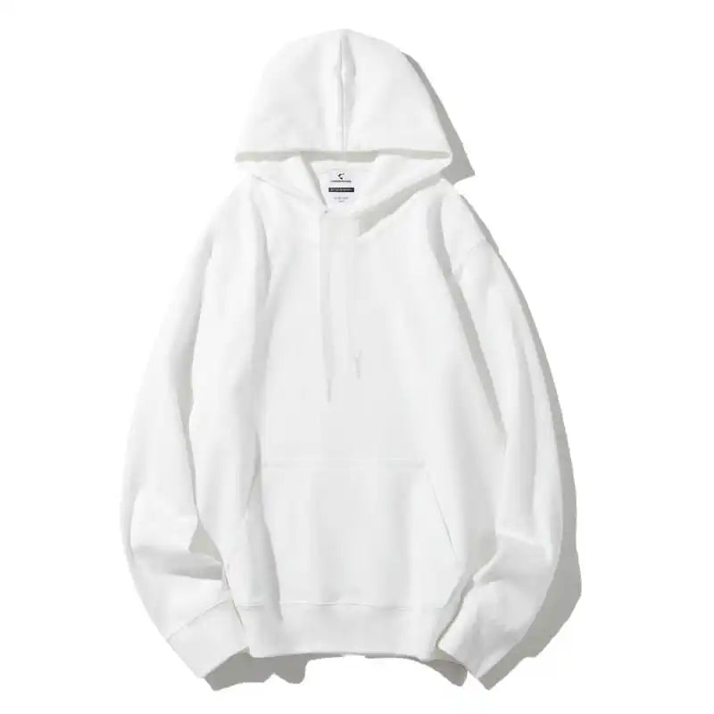 White hoodie flat lay