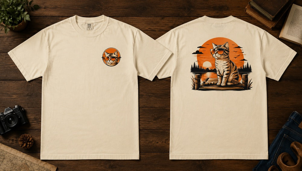Cool Cat Sunset Retro Streetwear Graphic Apparel Collection