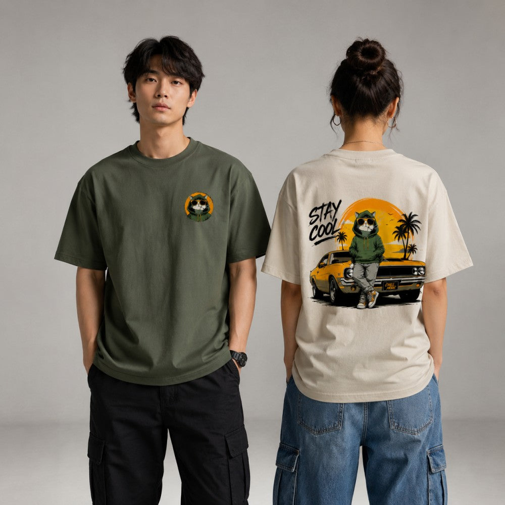 Stay Cool Cat Retro Streetwear Graphic Apparel Collection