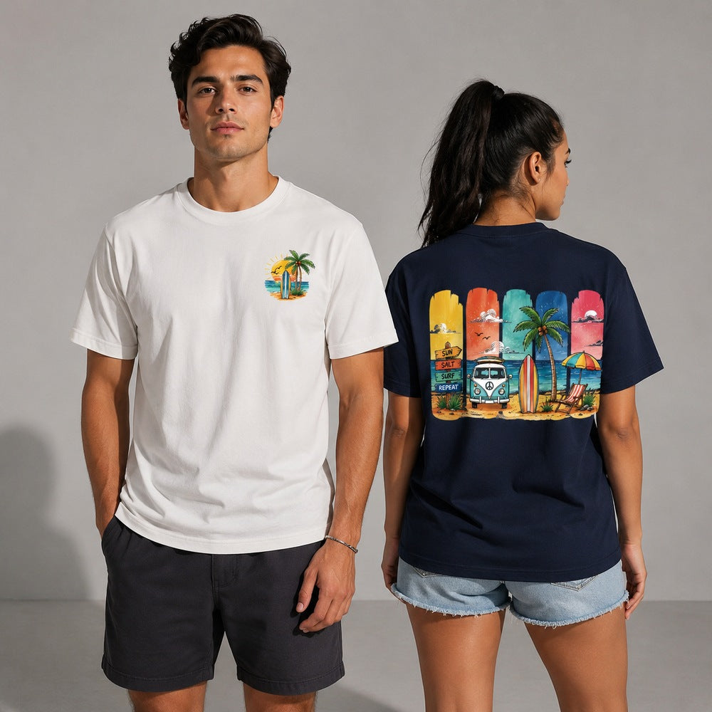 Beach Vibes Retro Surf Graphic Apparel Collection T-Shirts and Hoodies