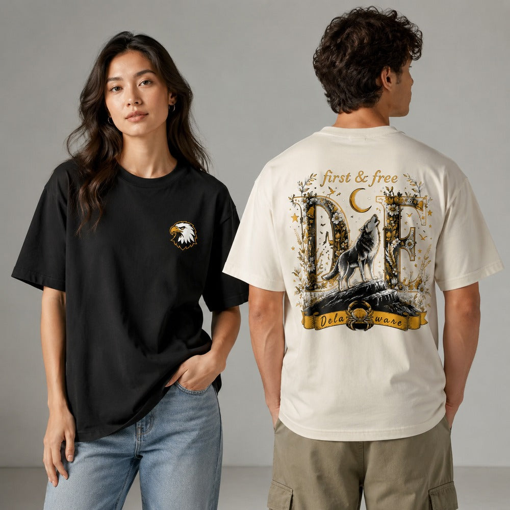 Delaware Floral Wolf State Pride Graphic Apparel T-Shirts and Hoodies
