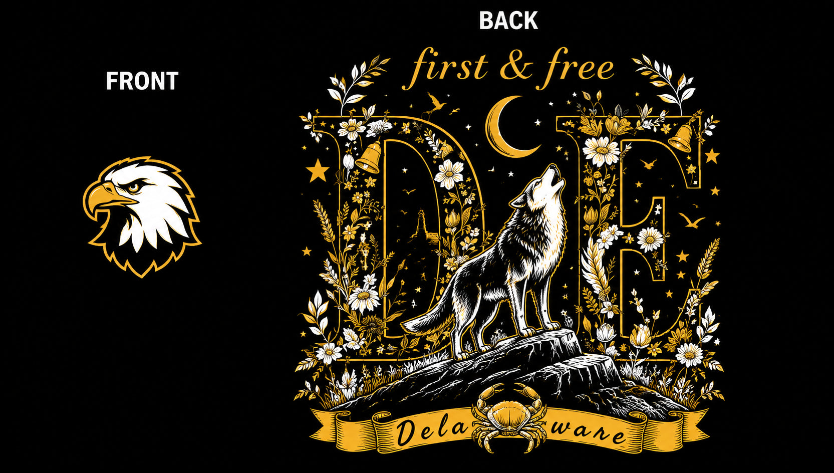 Delaware Floral Wolf State Pride Graphic Apparel T-Shirts and Hoodies