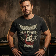 Raw Power Live Loud - Winged Electric Guitar T-Shirt