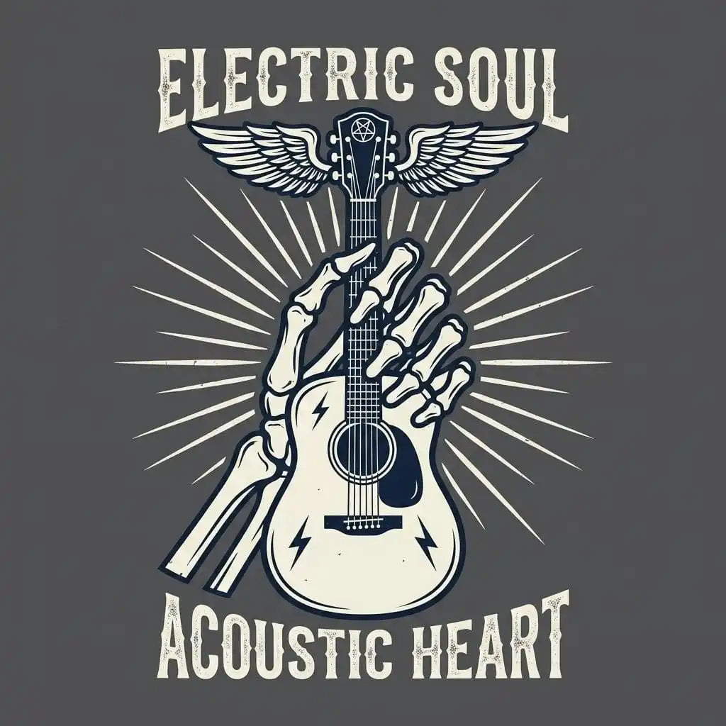 Electric Soul Acoustic Heart - Skeleton Guitar T-Shirt