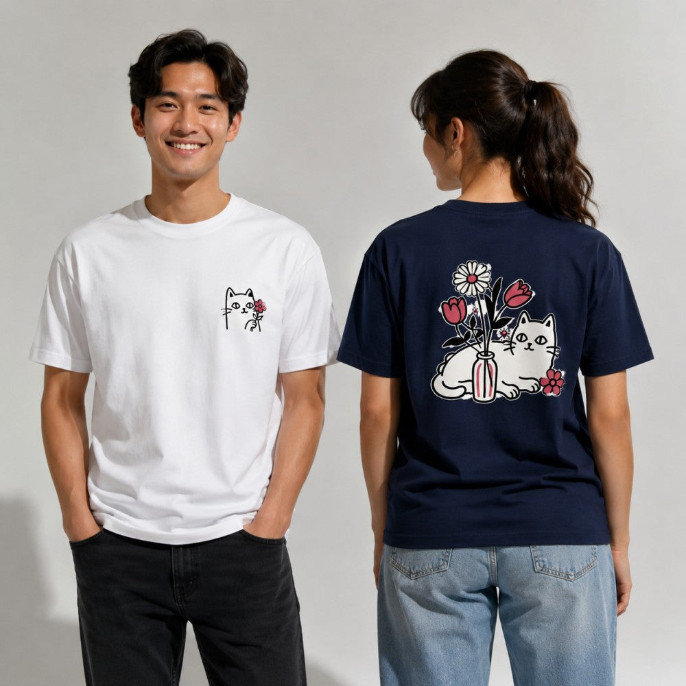 Botanical Cat Whimsical Doodle Graphic Apparel Collection