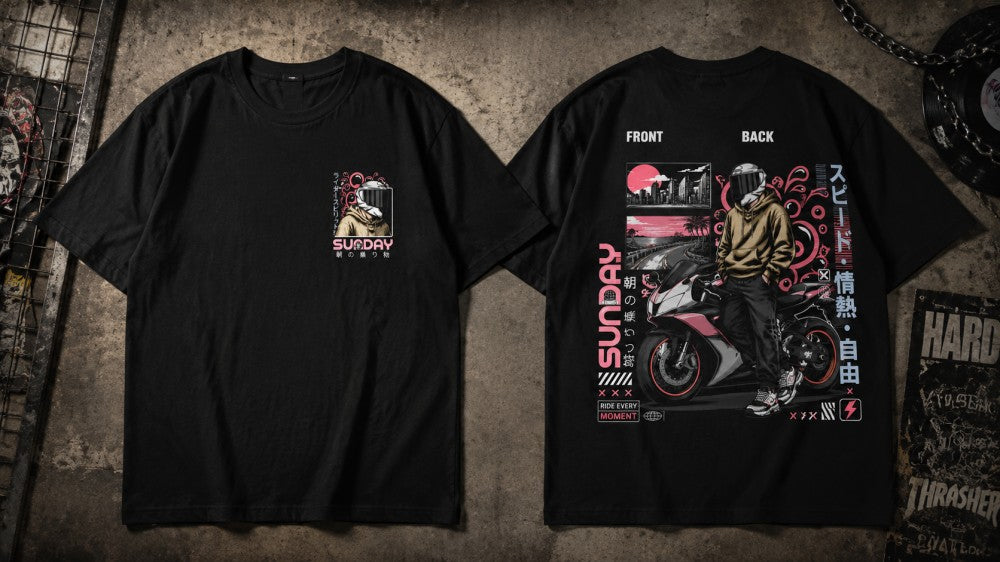 Sunday Rider JDM Streetwear Graphic T-Shirts and Hoodies