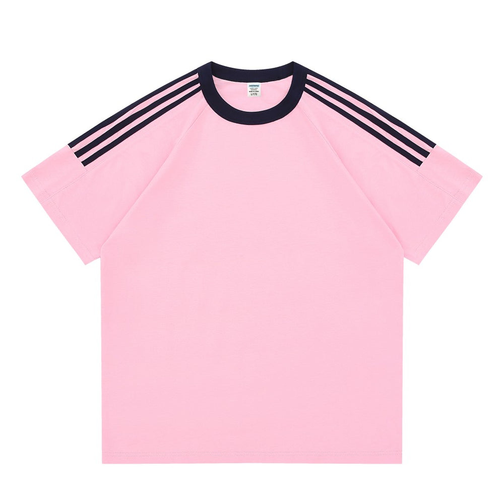 Custom Drop-Shoulder 3-Stripe T-Shirt | 100% Cotton Team Merch - MintiClothing