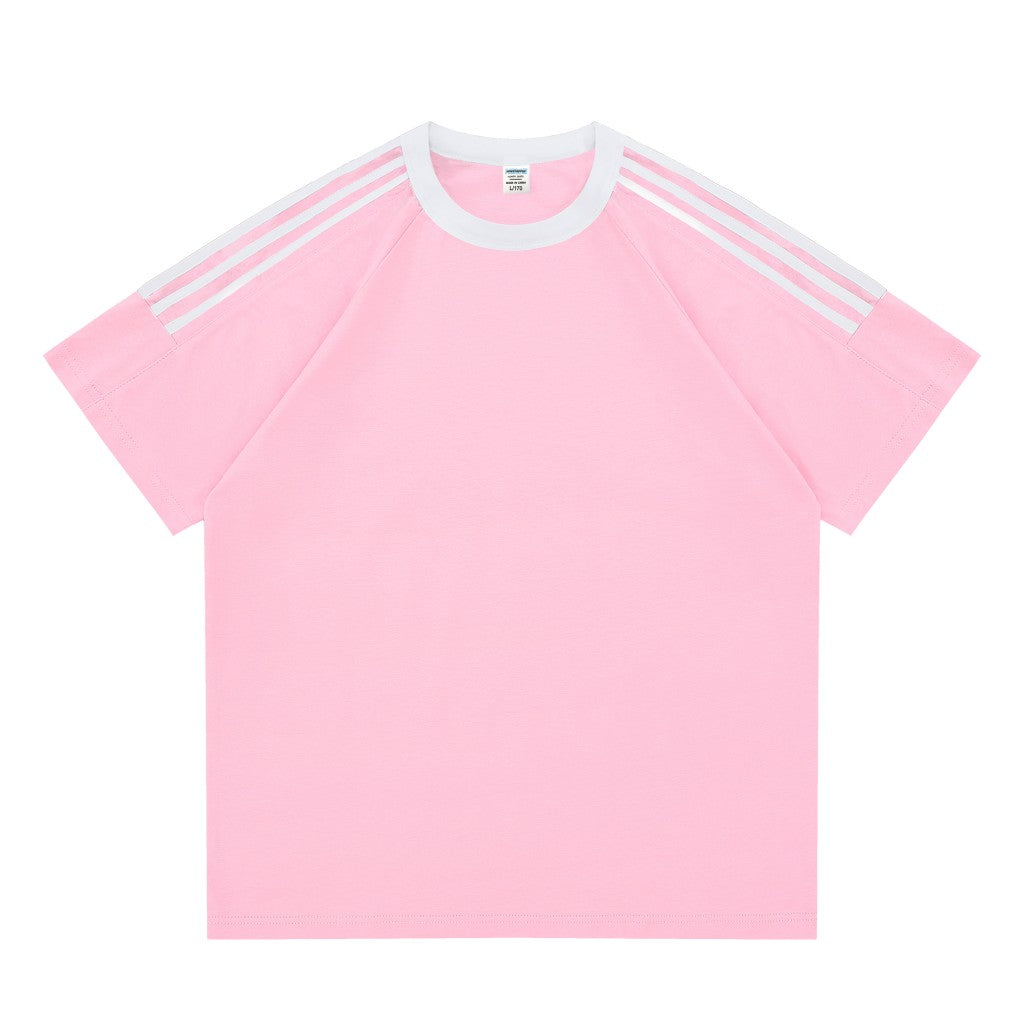 Custom Drop-Shoulder 3-Stripe T-Shirt | 100% Cotton Team Merch - MintiClothing