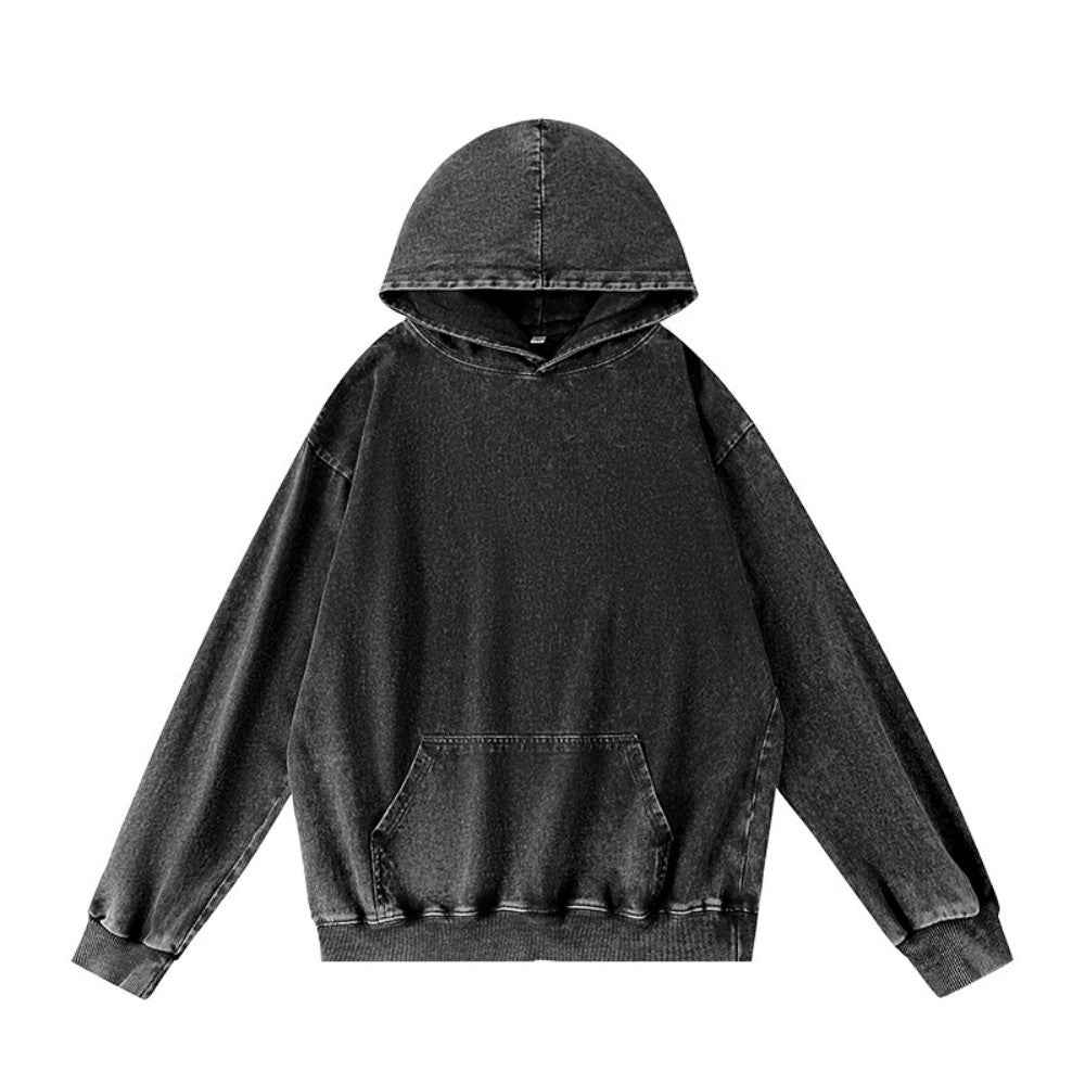 Vintage Acid Washed Heavyweight Hoodie | Retro Distressed Cotton Pullover