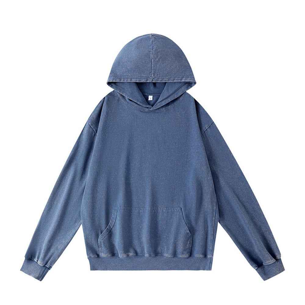 Vintage Acid Washed Heavyweight Hoodie | Retro Distressed Cotton Pullover